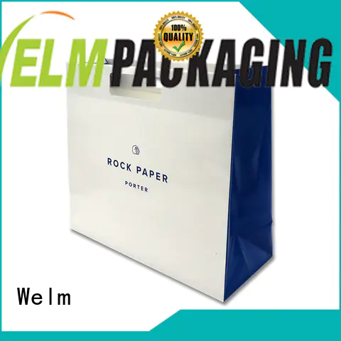 Welm paper carry bag with gold logo print for sale