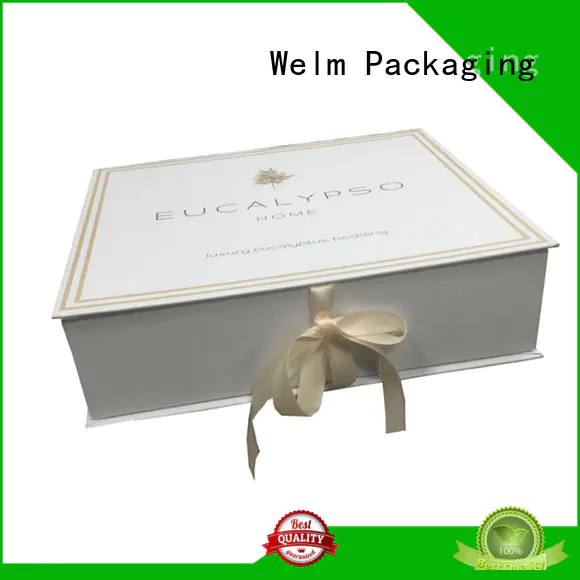 Welm cardboard glossy black collapsible gift boxes suppliers online