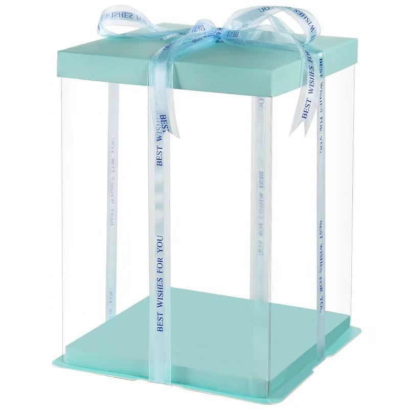 Transparent PET Plastic Clear Decorative  Square Cake Box