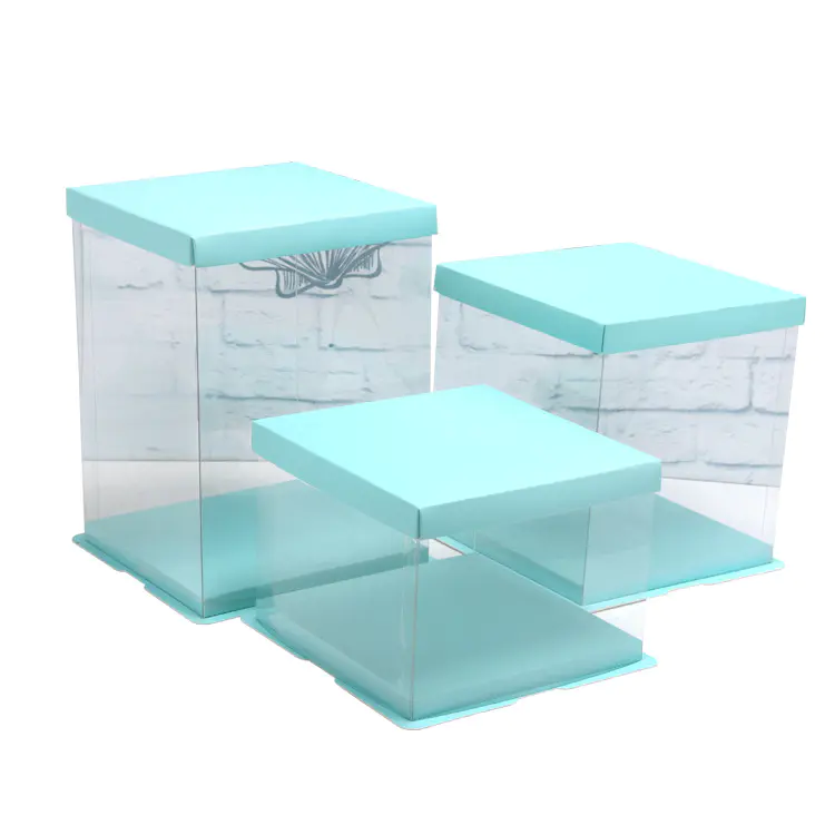 Transparent PET Plastic Clear Decorative  Square Cake Box