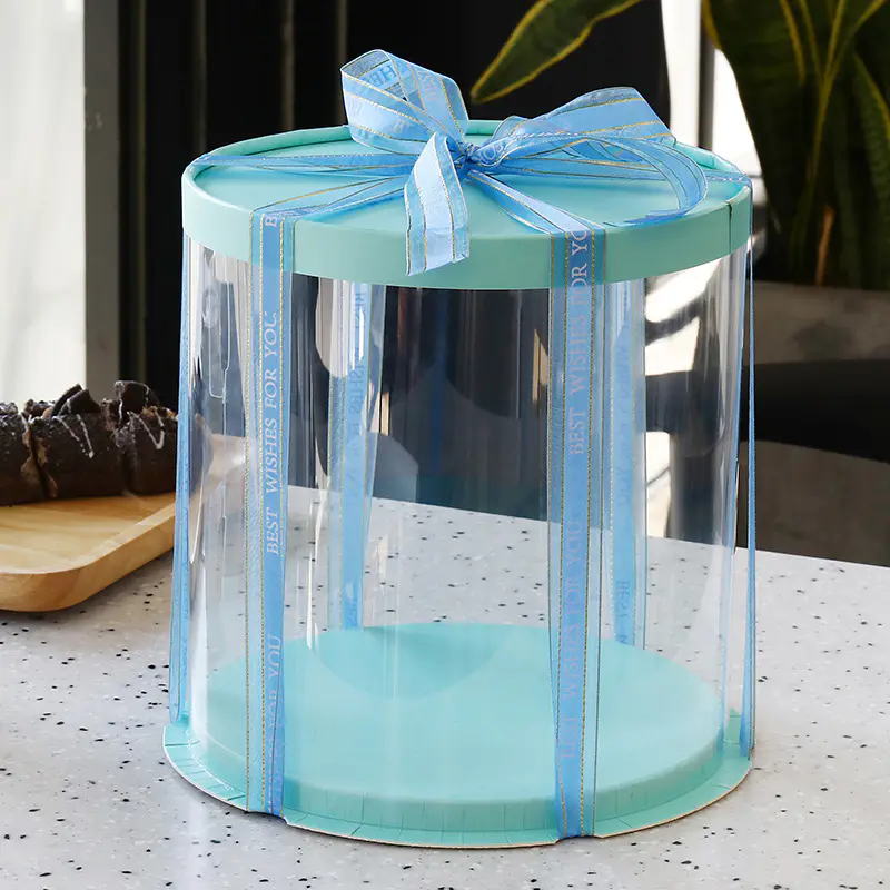 Custom Tall Clear Transparent Round Packaging Cake Box