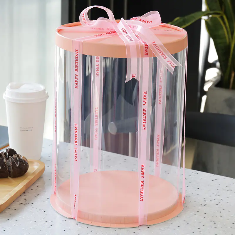 Custom Tall Clear Transparent Round Packaging Cake Box