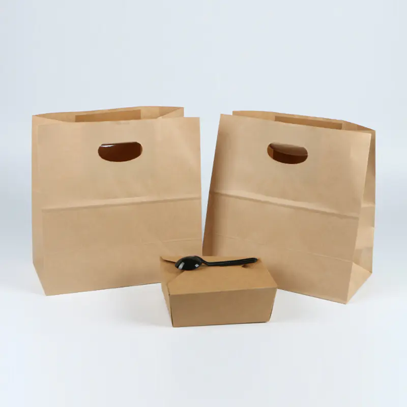Custom Printed Fashion Recyclable Food Brown Kraft Paper Bag