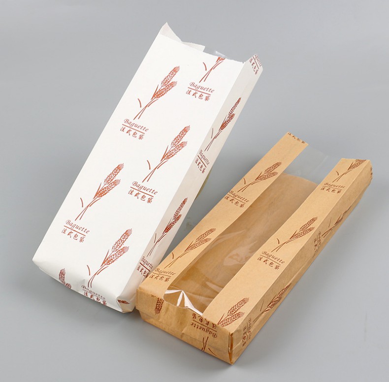 Custom Printed Baguette Bread Brown Kraft Paper Packaging Bag