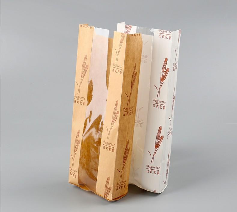 Custom Printed Baguette Bread Bag Brown Kraft Paper Packaging Bag