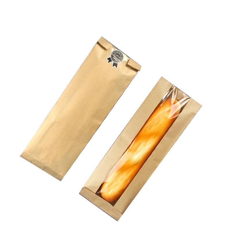 Custom Printed Baguette Bread Brown Kraft Paper Packaging Bag