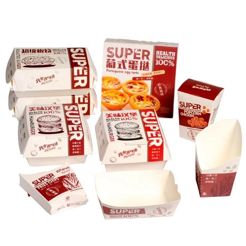 Custom logo high quality kraft paper food packaging box bread paper box oil-proof paper box KFC packing box oil-proof kraft paper box