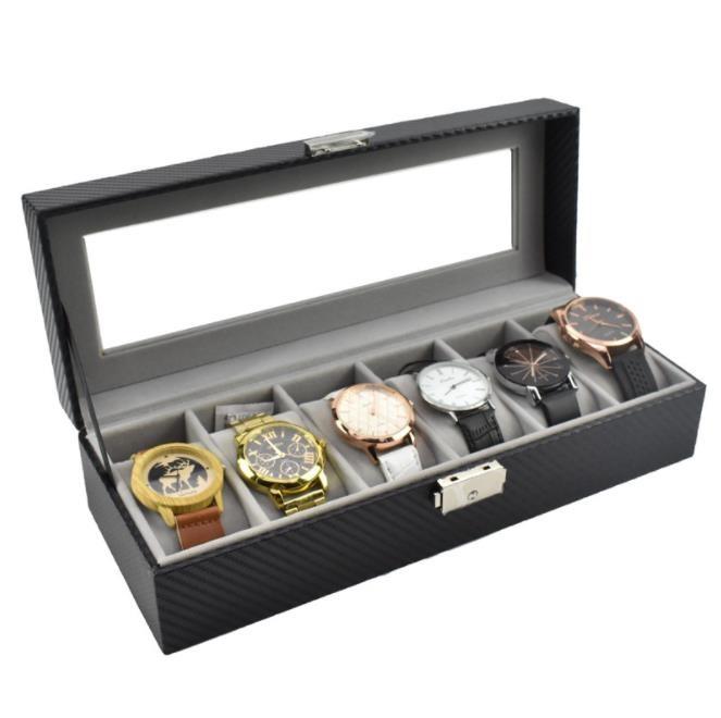 Custom made high quality leather watch box with six compartments