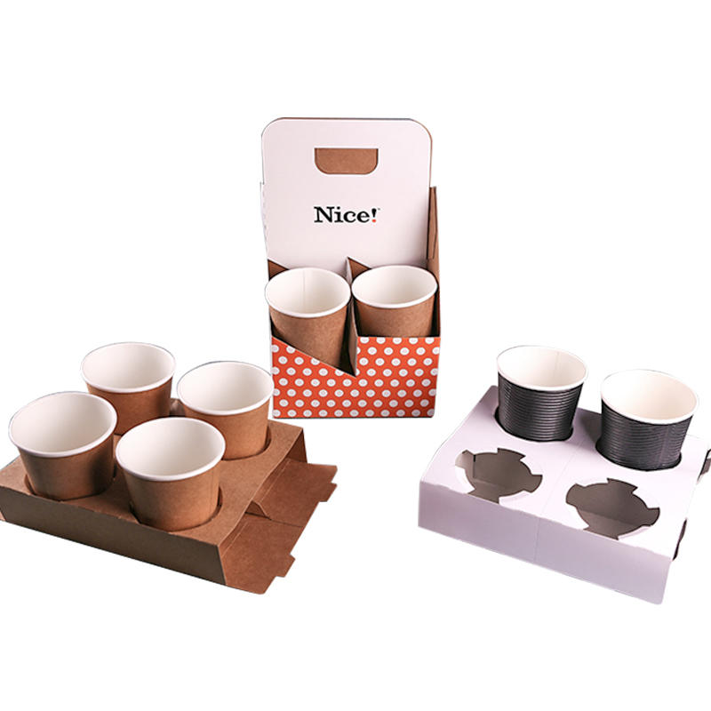 Taking Away Paper Cup Holder Tray Custom Disposable Paper Cup