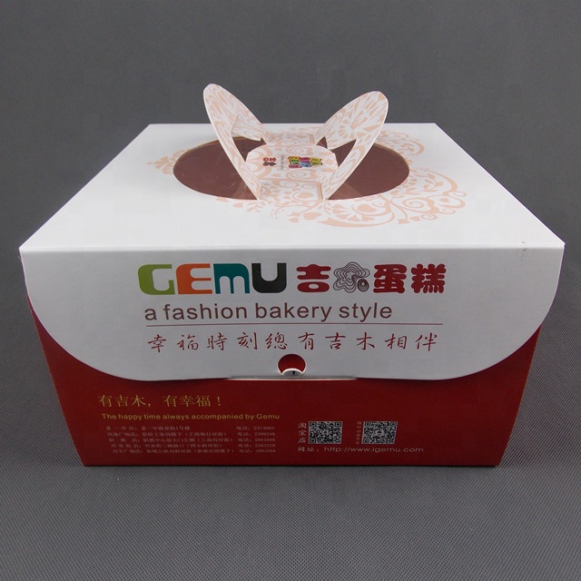 Cake box with handle custom paper box biodegradable food packaging