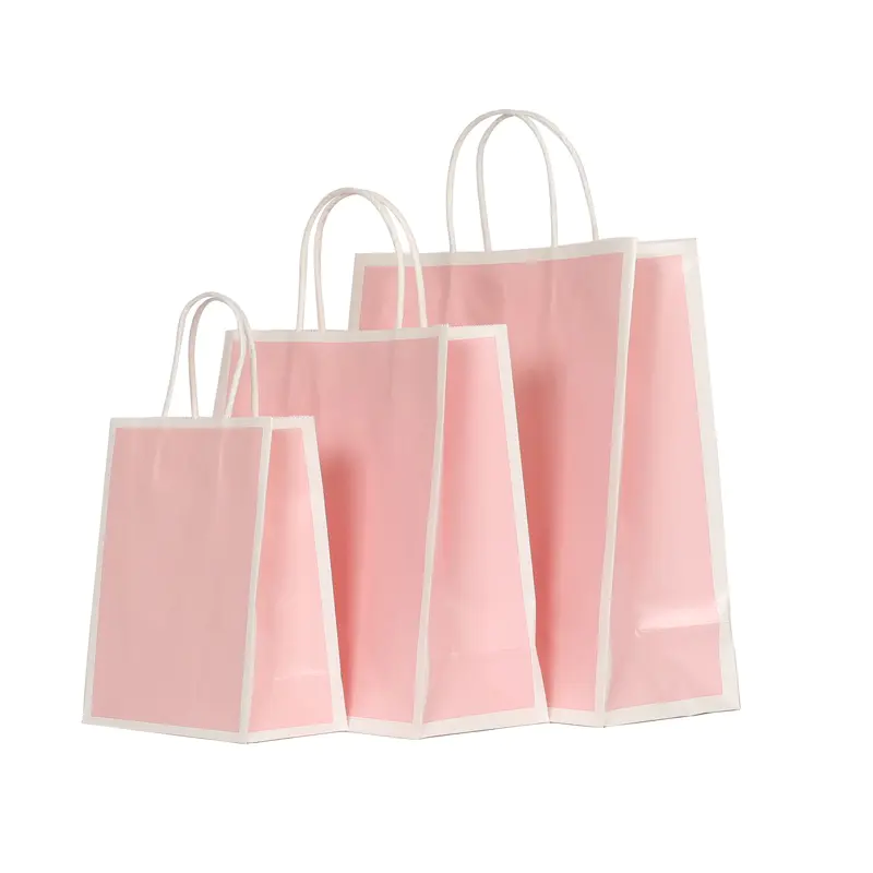 customized kraft paper gift bags with handles ziplock for business for shopping
