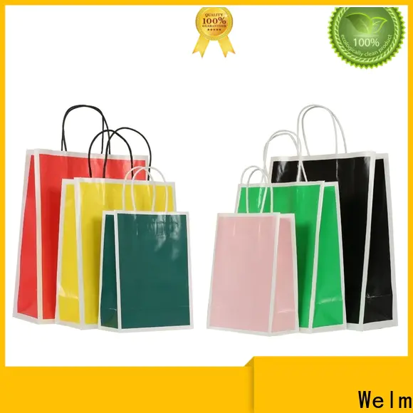Welm bag brown paper shopping bags bulk with die cut handle for gift shopping