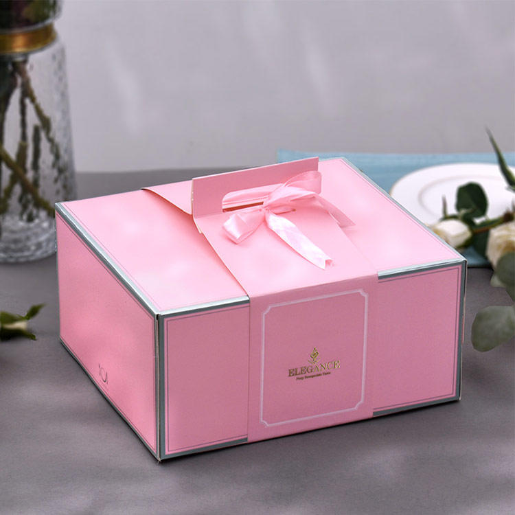 Custom 10 Inch Square Big Cakebox Paper Cardboard Packaging Birthday Cake Box