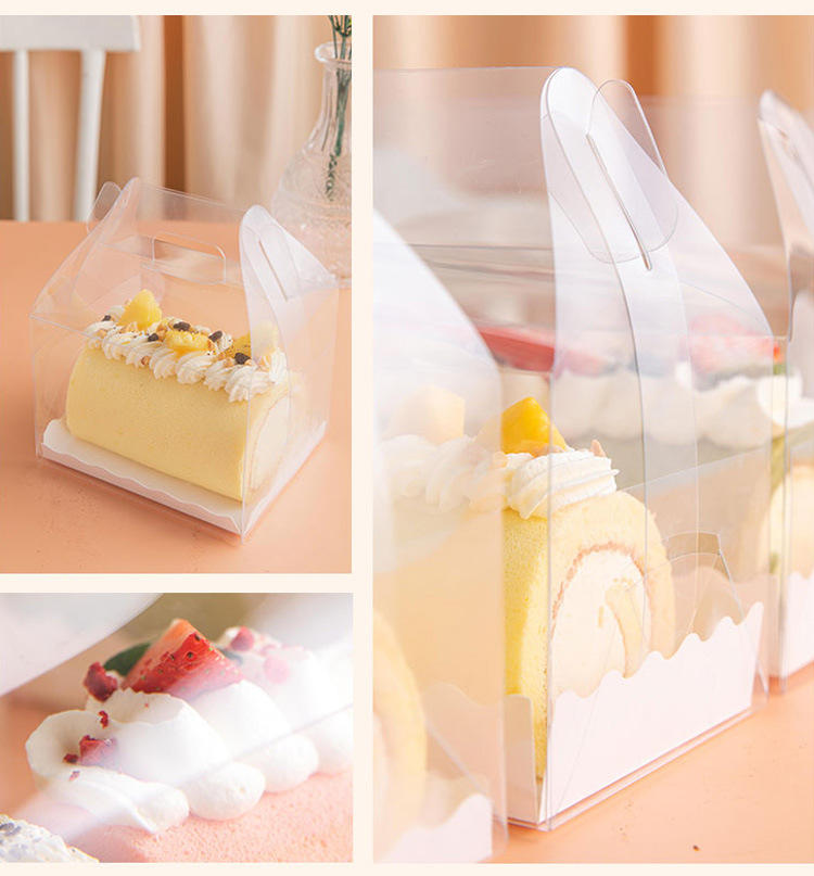 Cake roll packing box with a handle