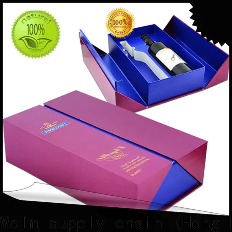 Welm hot stamp logo gift boxes wholesale with ribbon for sale