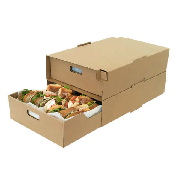Custom logo printing corrugated paper food packaging box for catering