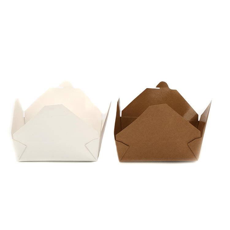 Custom logo printing food take away food grade brownwhite kraft paper box