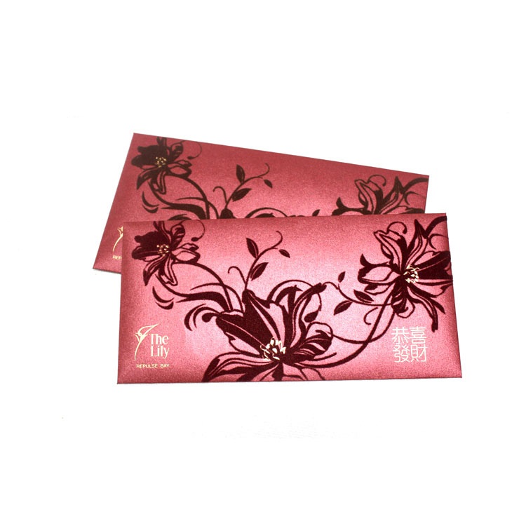 Chinese red bags packet set card printing Golden Stamped Die-Cut Shape Design Customized.