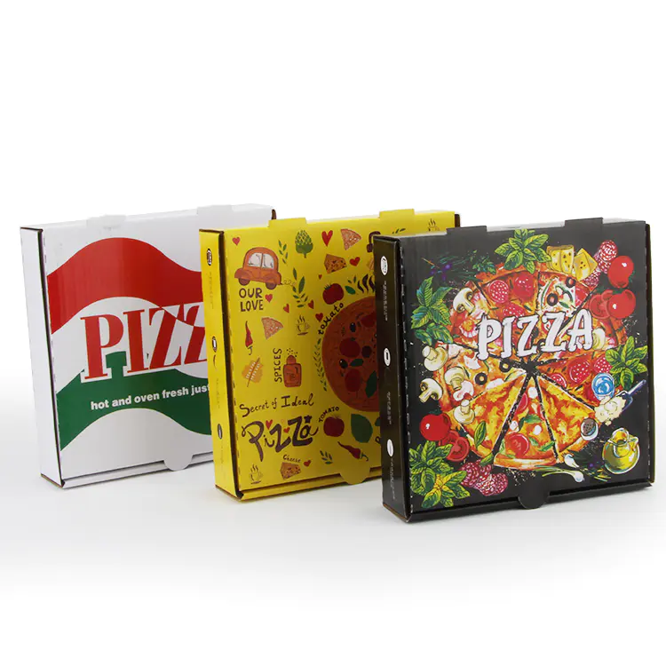 China HK factory High Quality custom Logo Paper pizza box custom printed Corrugated Pizza Box with colorful printing