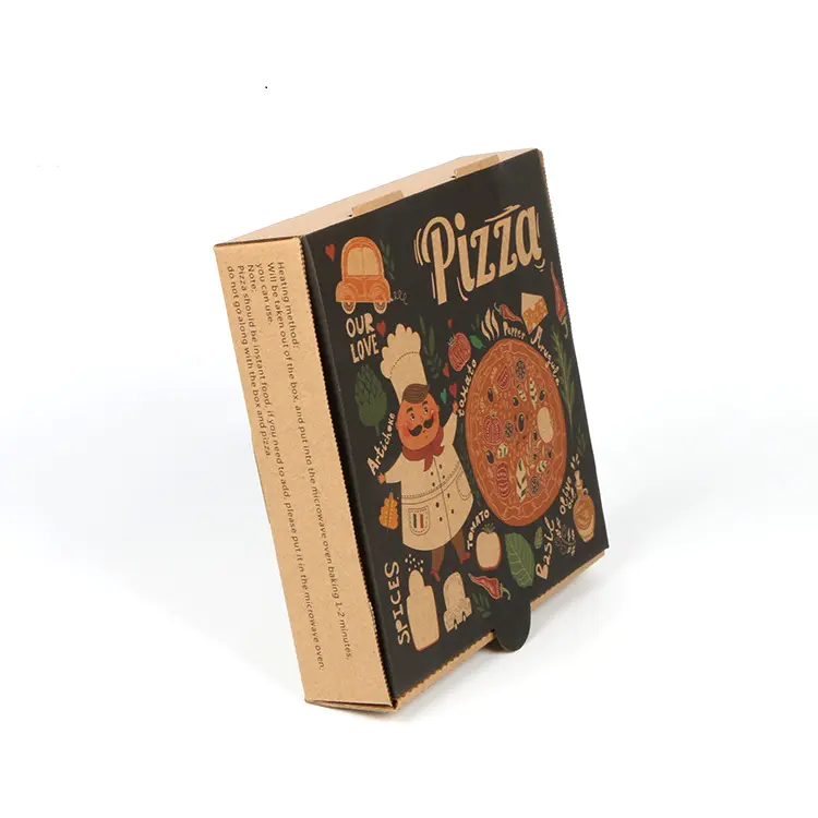 Wholesale Pizza Box Color Creative Eco-friendly Take Away Cardboard Corrugated Pizza Packing Box Hong Kong welm