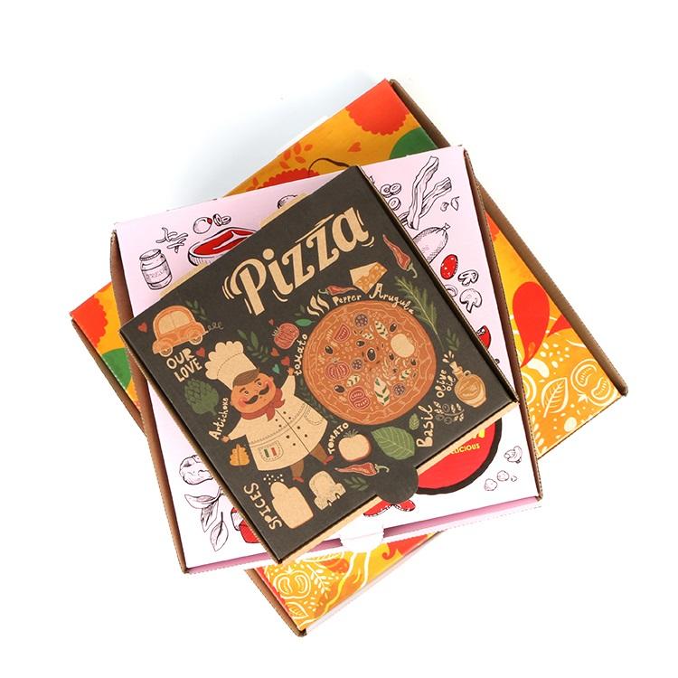 Wholesale Pizza Box Color Creative Eco-friendly Take Away Cardboard Corrugated Pizza Packing Box Hong Kong welm
