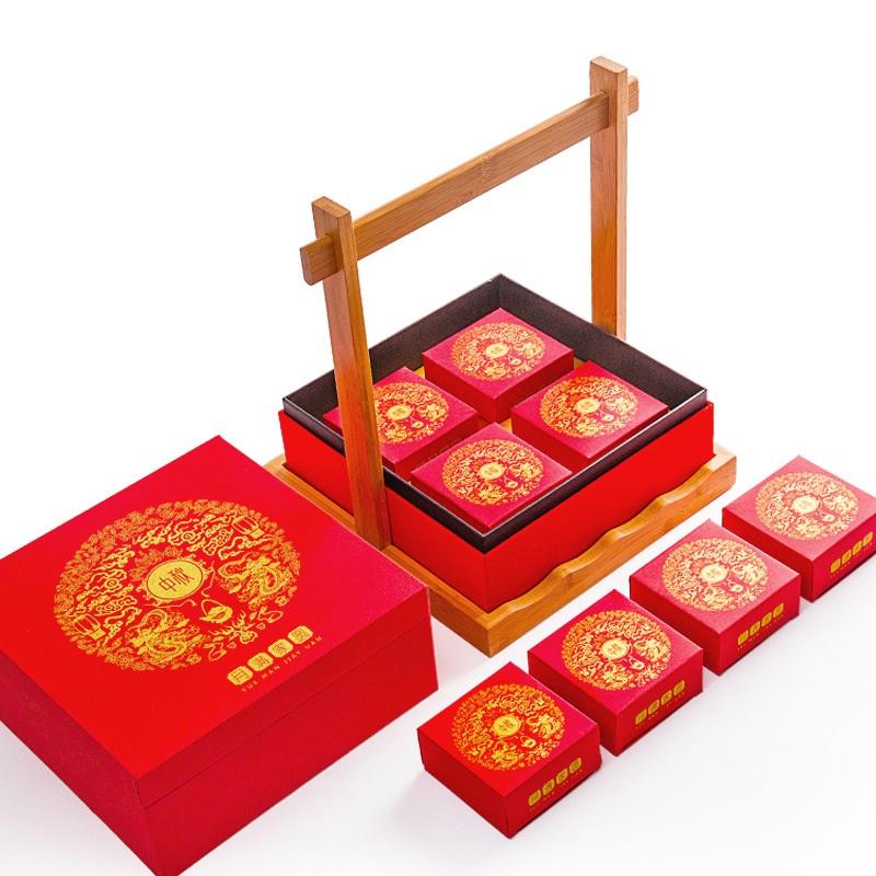 Wholesale Custom Logo Red Paper Moon Cake Cardboard Gift Packaging Box With CMYK printing High Quality Supplier In HK