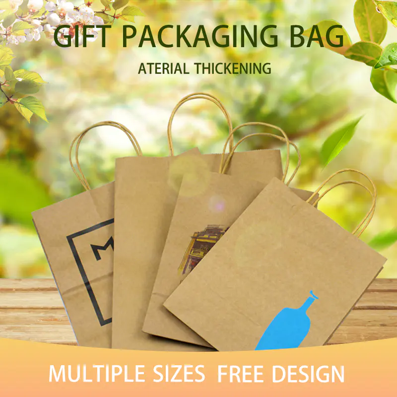 Hong Kong supplier Wholesale Custom Logo Printing Recycled Reusable Food Take Away Grocery Party Gift kraft paper bag
