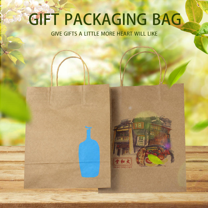 Hong Kong supplier Wholesale Custom Logo Printing Recycled Reusable Food Take Away Grocery Party Gift kraft paper bag