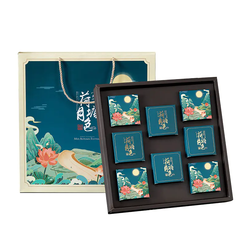 Hong Kong factory custom luxury moon cake box gift packaging box with logo and printing