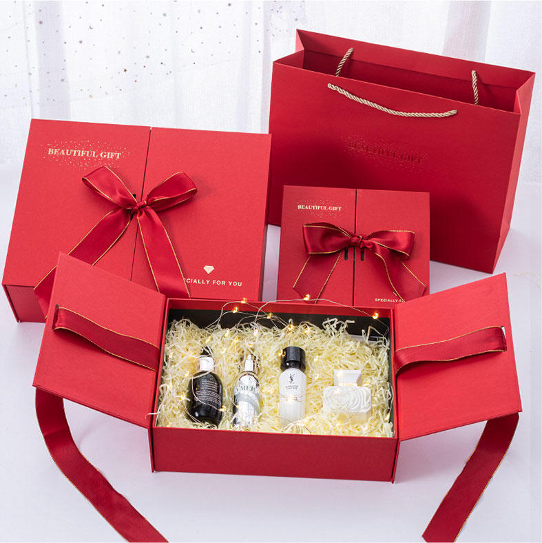2022 New Year gift box customization creative double door folding packaging box specialty gift box custom from HongKong Supplier