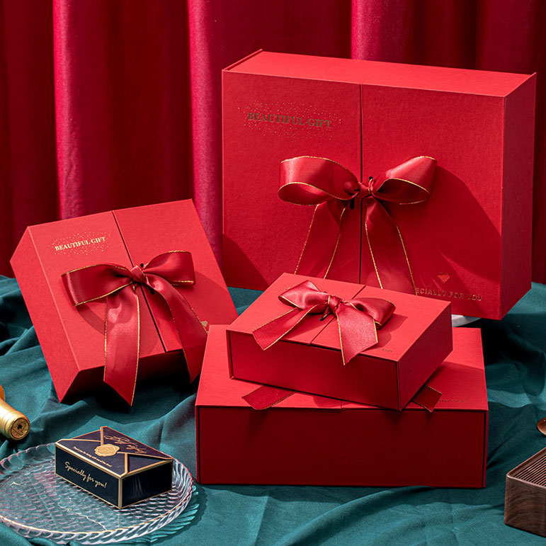 2022 New Year gift box customization creative double door folding packaging box specialty gift box custom from HongKong Supplier