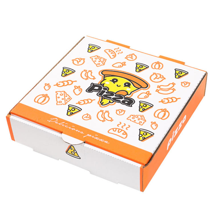 Hong Kong Custom Personalized Design Printed Cardboard Fast Food Delivery Packaging Pizza box with Cartoon Pattern Logo
