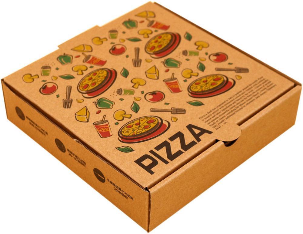 Factory Supply Wholesale Directly Sales Customized Size Eco Friendly Portable Food Grade Patterned Printed Kraft Corrugated Paperboard Pizza Box