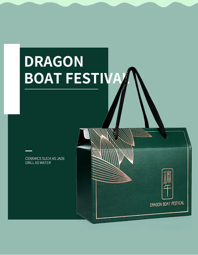 Hong Kong Wholesale Customization High Quality  Rectangle Handling Paper Box For Dragon Boat Festival