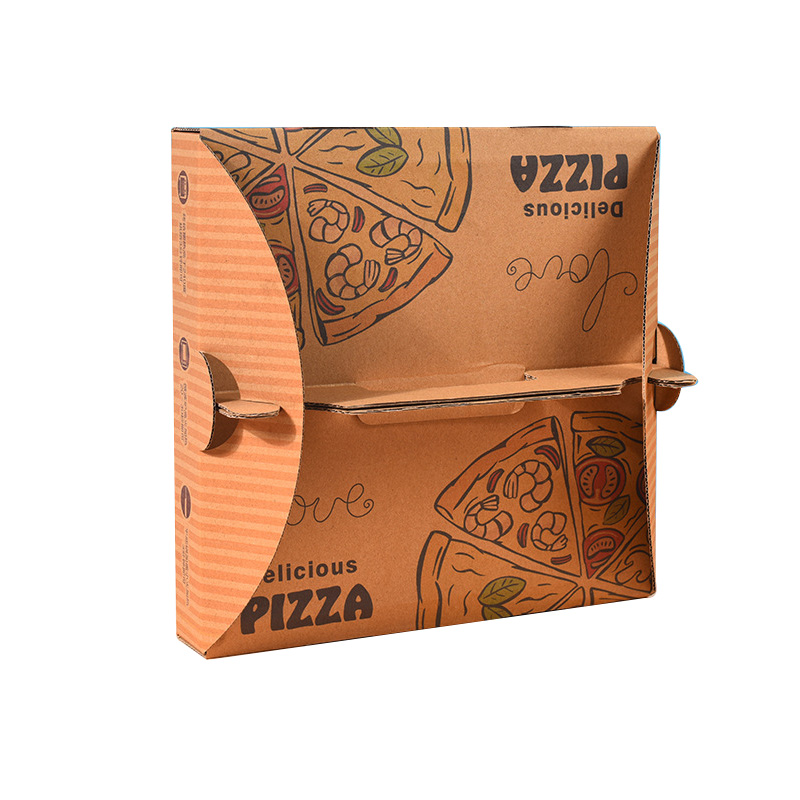 Hong Kong Wholesale Custom Logo Size Disposable Fast Food Hamburger Restaurant Cardboard Carton Burger Paper Pizza Box with Handle