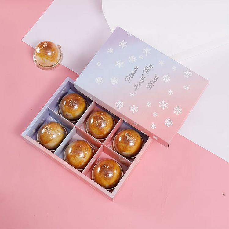 Hong Kong Custom Round Surprised High Quality Personalized  Sweet Transparent Cup Moon Cake Food Product Boxes Packages with Clear Window