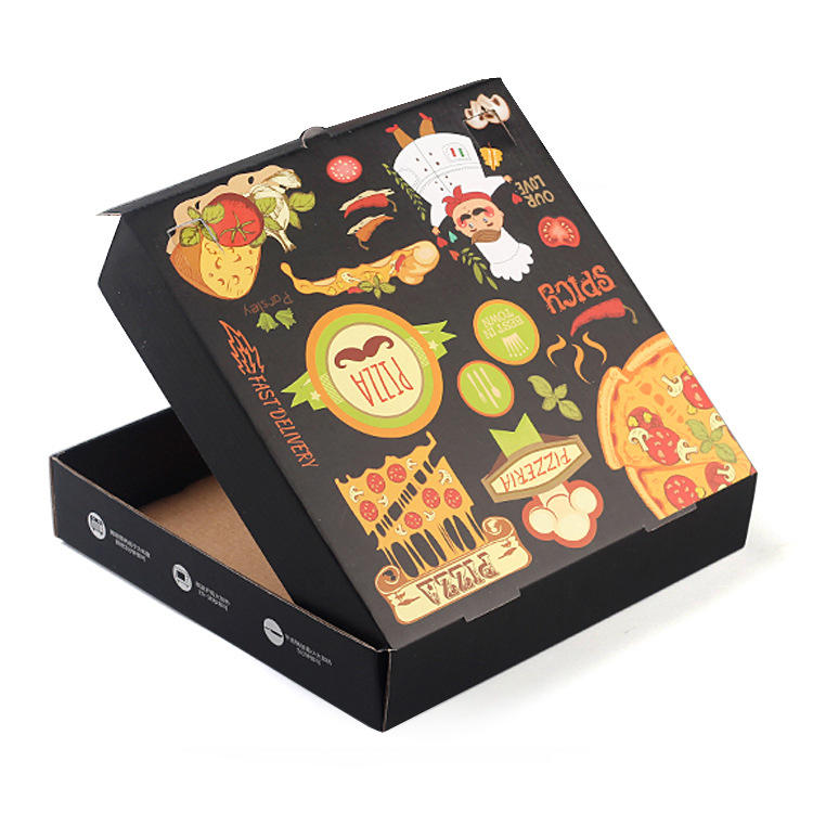 Hong Kong Custom printing 6 7 8 9 10 11 12 14 18 Inch Burger Flute Corrugated Paper Pizza Packing Box with Personalized Logo