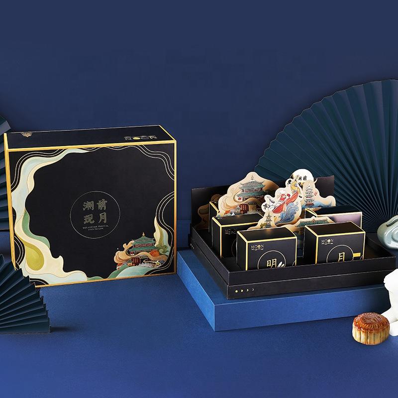 Hong Kong Custom Personalized Food Grade 2/4/6/8 Pieces Mid-Autumn Festival Moon Cake Cardboard Paper Box With Printing Logo