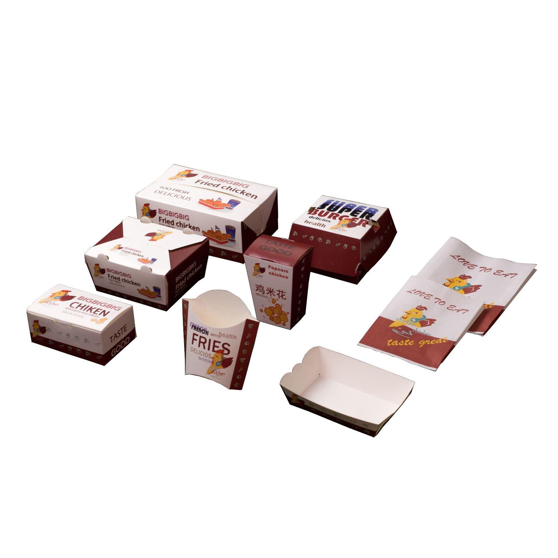 Hong Kong Customized Logo High-end Best Quality Lunch Pizza Hamburger Fried Chicken Bread Noodle Cardboard Paper Food Packaging Box