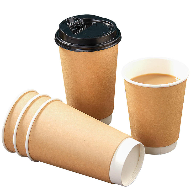 Custom wholesale Food grade quality biodegradable disposable double PE coating cold tea drink coffee takeaway paper cup with logo