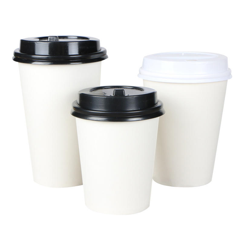 Custom Style PE coating disposable eco Single Wall white brown Feature 8oz 12oz 16oz Kraft paper coffee cups with lids