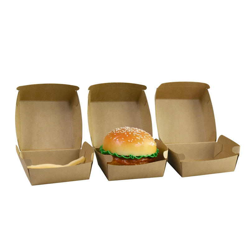 Custom Disposable Biodegradable To Go Takeaways Fast Food Lunch Bagasse Hamburger Container Corrugated Paper Burger Packing Box