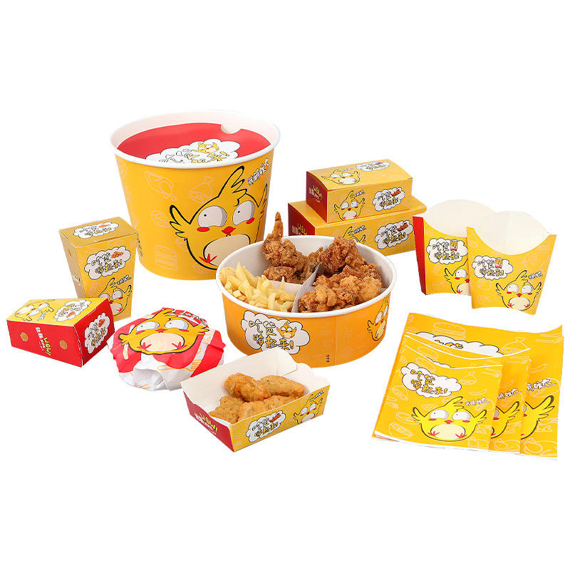 Customized Size Disposable Good Take Away Fried Chicken Cardboard Containers Food Packaging Paper Box