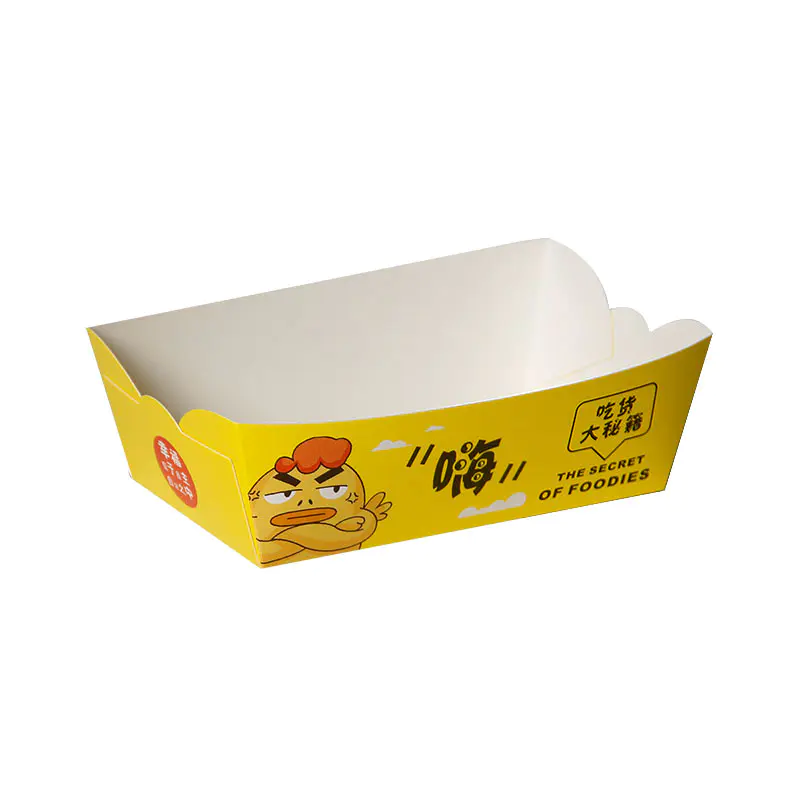 Custom Wholesale Print French Fried Chips Burger Fast Food Packing Box Food Cardboard Paper Packaging Boat Serving Box
