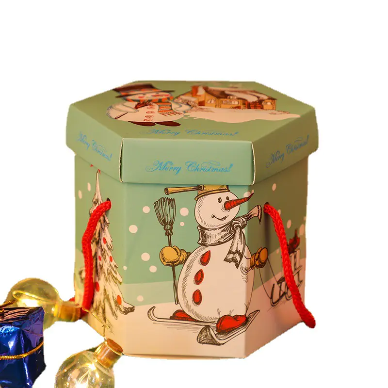 Custom paper hexagonal empty mistery friendly big printing lipgloss paper carton designer Christmas gift card box with lids