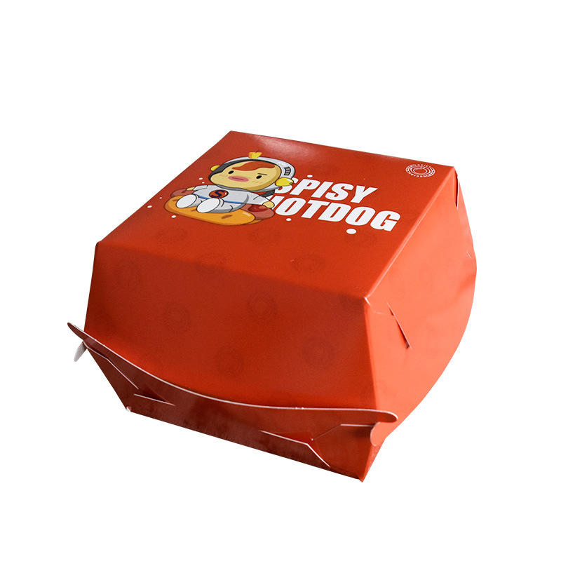 Custom wholesale biodegradable mini packaging printed take out white cardboard paper catering clamshell Fried Chips burger box
