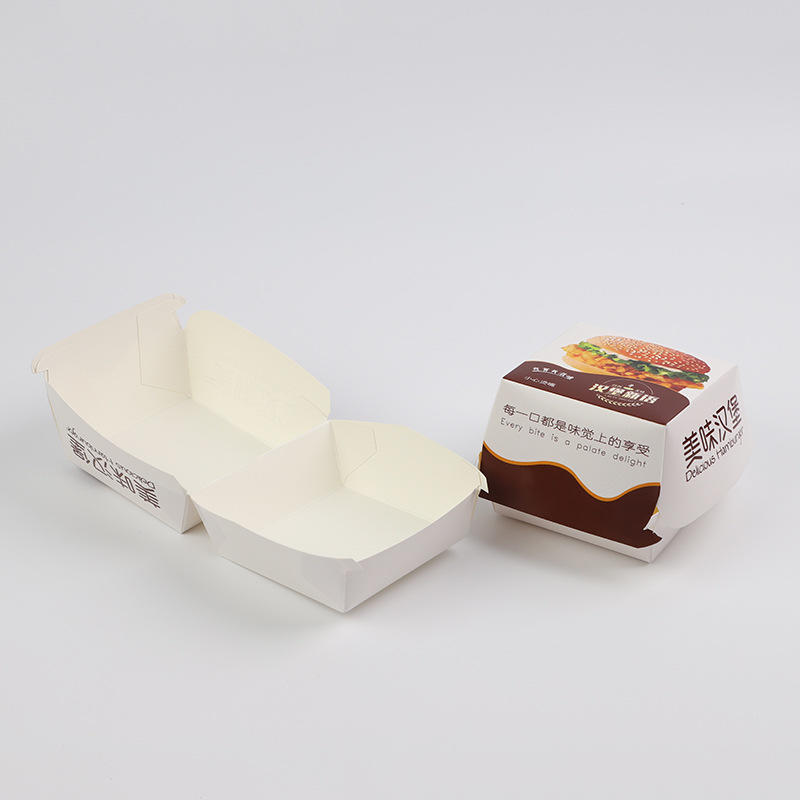 Custom eco friendly take away corrugated paper lunch chicken packaging China manufacturers brown burger box with logo