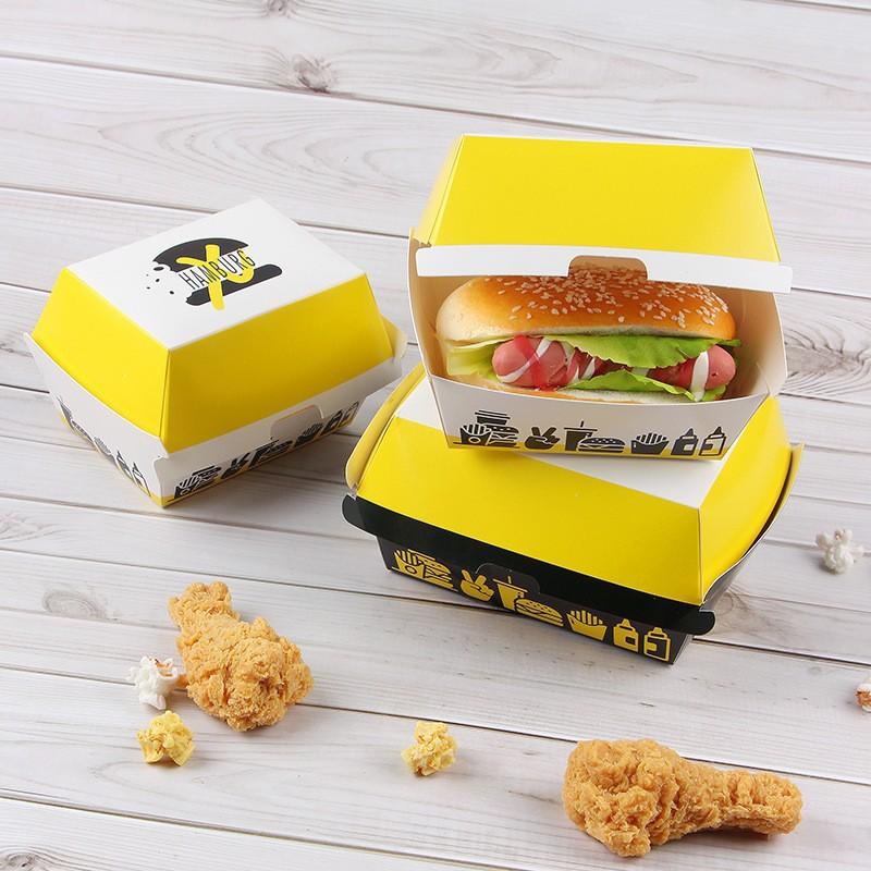 Customized high quality reusable oil proof hamburger fried chicken french fries hot dog cake pastry kraft corrugated paper boxes