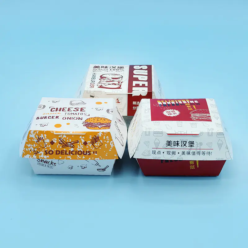 Customizable hot sale burger eco friendly paper packaging collapsible waffle muffin cake sushi lunch boxes food packaging box