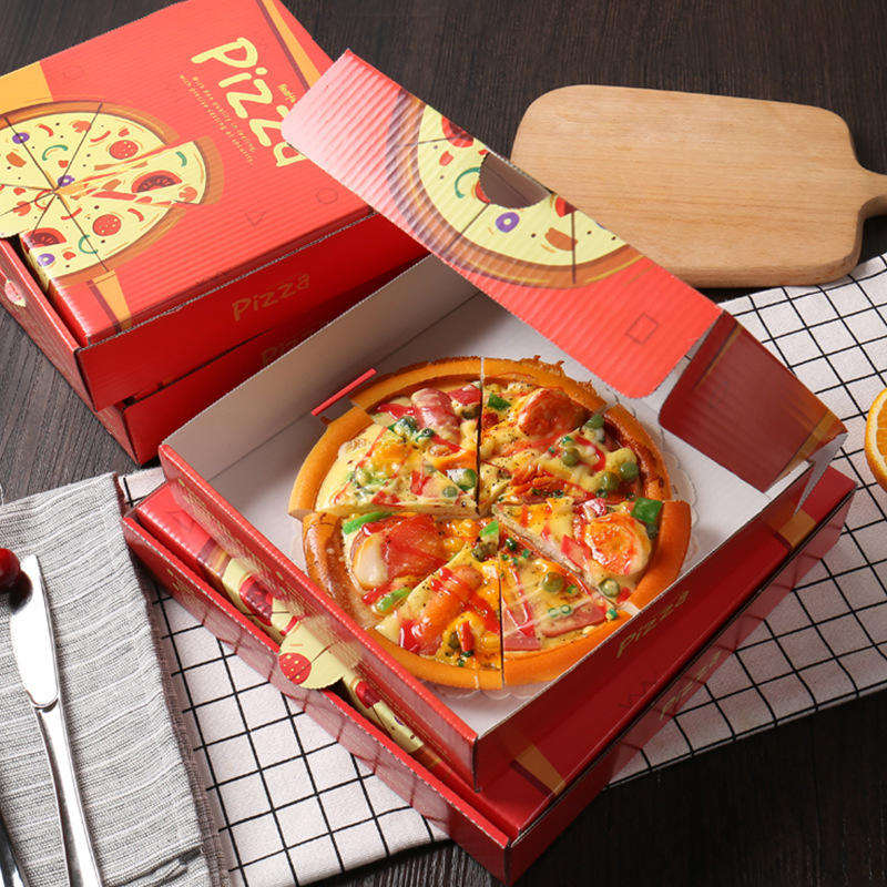Custom wholesale biodegradable fold corrugated cardboard kraft paper packaging food fried chicken snack bakery burger pastry pizza box